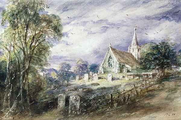 Stoke Poges Church Oil Painting by John Constable