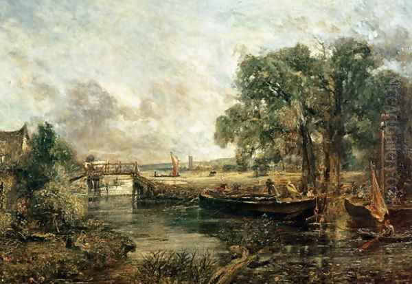 Sketch for 'View on the Stour, near Dedham' 1821-22 Oil Painting by John Constable