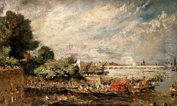 Waterloo Bridge from above Whitehall Stairs, c.1819 Oil Painting by John Constable