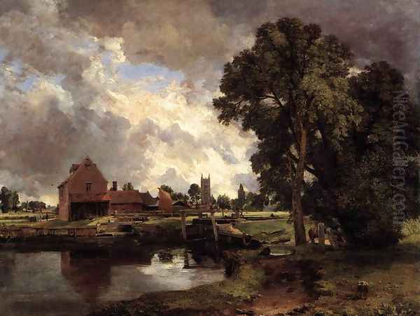 Dedham Lock and Mill c. 1818 Oil Painting by John Constable