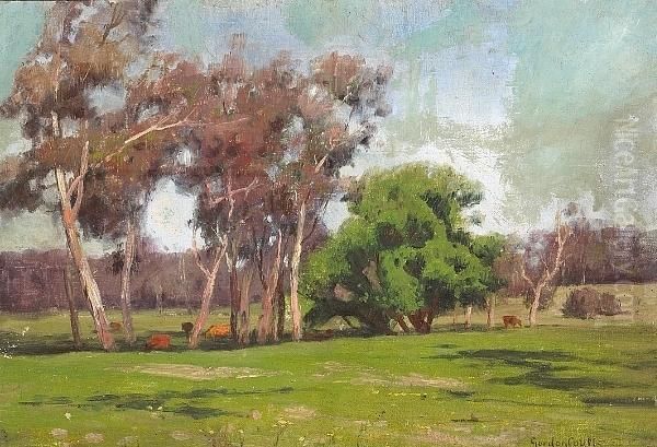 California Landscape; Adobe House; Southwestern Farm (a Group Of Three) Oil Painting by Gordon Coutts