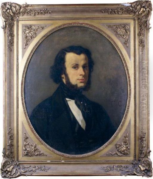 Portrait D'homme Aux Favoris Oil Painting by Thomas Couture