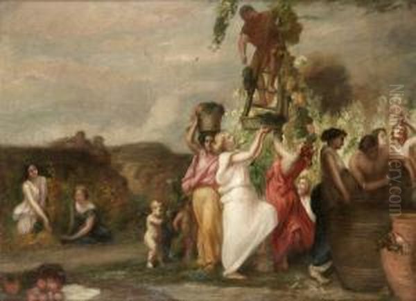 Vinskordefest Oil Painting by Thomas Couture