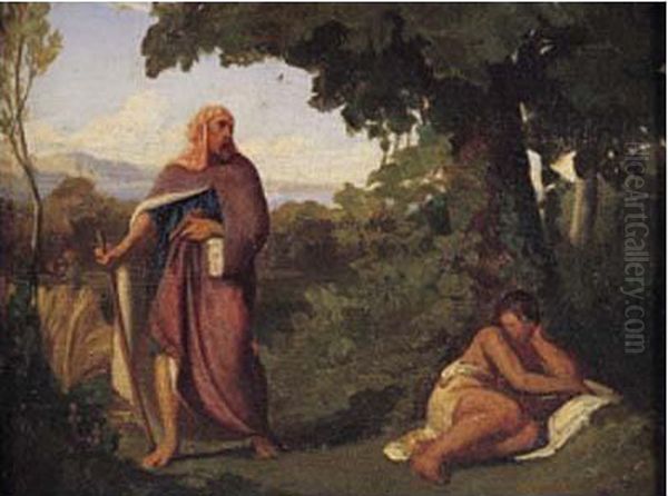 Judas Et Tamar Oil Painting by Thomas Couture