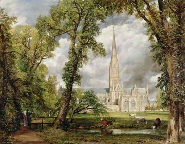 View of Salisbury Cathedral from the Bishop's Grounds c.1822 Oil Painting by John Constable