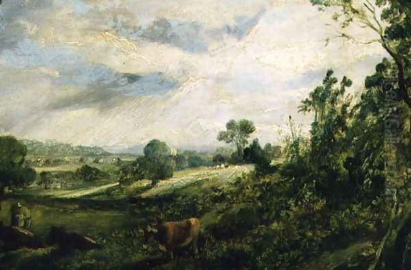 A Summer Evening Oil Painting by John Constable