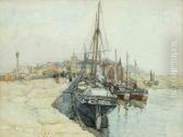 Fishing Boats In The Clyde Oil Painting by Robert Mcgown Coventry