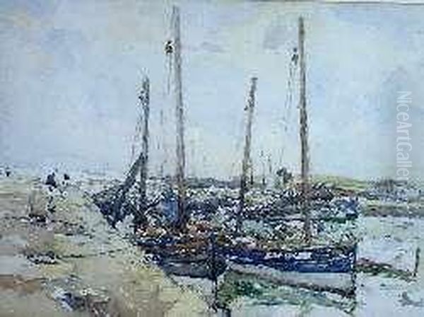 Fishing Boats, Kintyre Oil Painting by Robert Mcgown Coventry