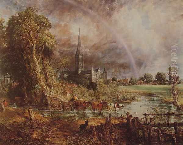 Salisbury Cathedral From the Meadows, 1831 Oil Painting by John Constable