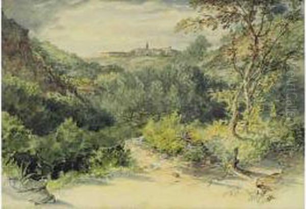 Bonifacio Vue De La Route De Sartene Oil Painting by William Cowen