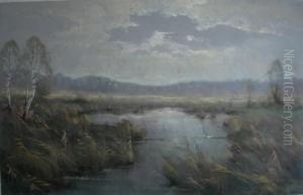 River Landscape, Dusk Oil Painting by Garstin Cox