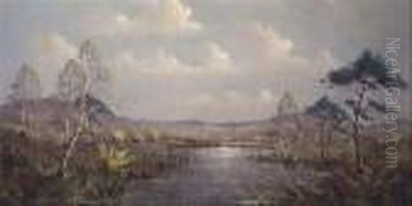 River Bordered With Trees Oil Painting by Garstin Cox