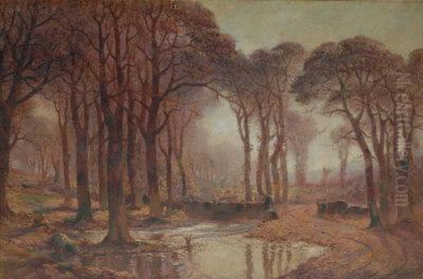 Sunlit Woodland Pond. Oil Painting by Garstin Cox