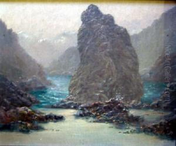 Rocky Shoreline Signed 10 X 12in Oil Painting by Garstin Cox