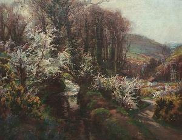 A Cornish Valley Oil Painting by Garstin Cox