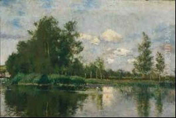 Landscape At Grez Oil Painting by Kenyon Cox