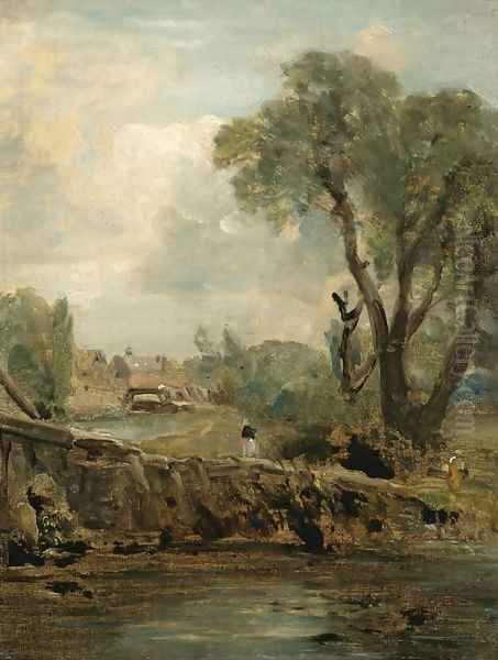 Flatford Mill from the Tow Path Oil Painting by John Constable