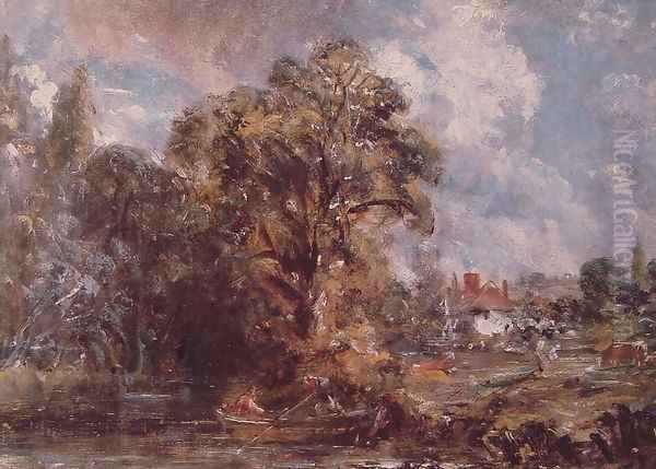 Scene On A River Oil Painting by John Constable