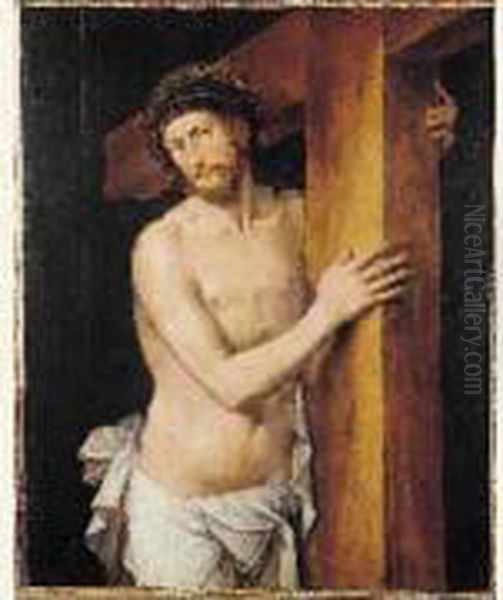 Le Christ Portant Sa Croix Oil Painting by Michiel Van Coxcie