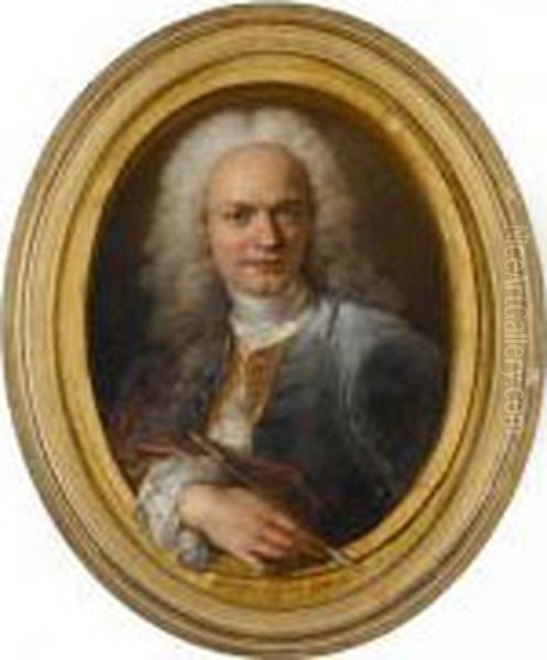 Autoportrait Dans Un Encadrement Peint Oil Painting by Charles-Antoine Coypel