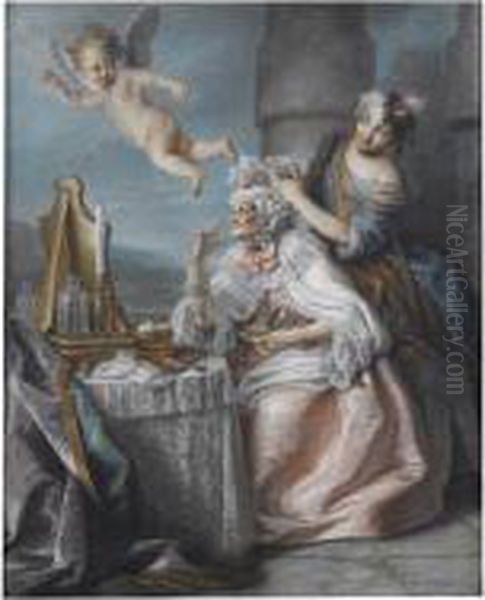 La Folie Pare La Decrepitude Des Ajustements De La Jeunesse Oil Painting by Charles-Antoine Coypel