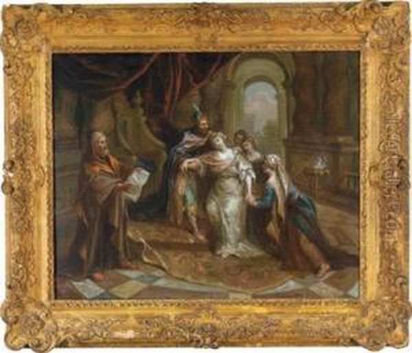 Esther E Assuero Oil Painting by Charles-Antoine Coypel