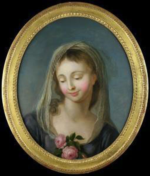 Brustbild Einer Jungen Dame Oil Painting by Charles-Antoine Coypel