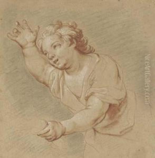 Putto With Outreached Arm Oil Painting by Charles-Antoine Coypel