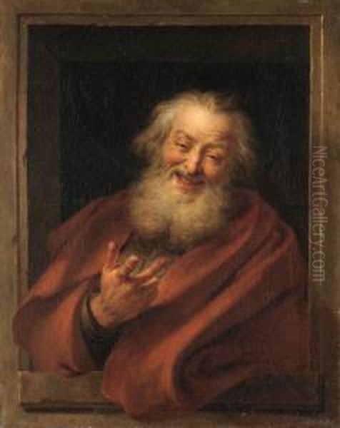 The Cheerful Democritus; And The Sorrowful Heraclitus Oil Painting by Charles-Antoine Coypel