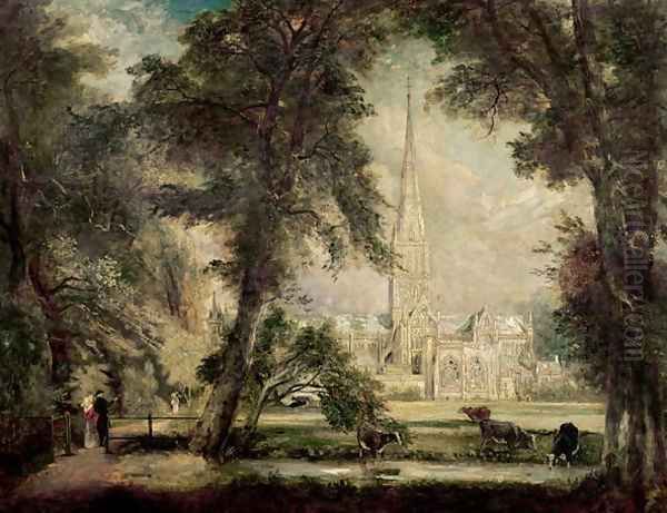 Salisbury Cathedral from the Bishop's Grounds, c.1822-23 Oil Painting by John Constable