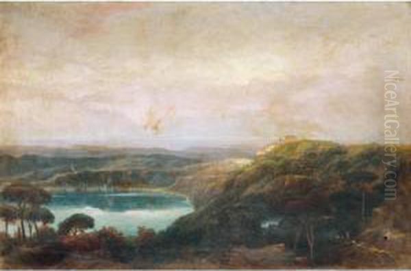 A View Of Lake Nemi, Looking Towards Genzano Oil Painting by John Robert Cozens