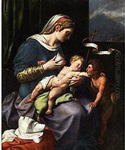 Madonna Lactans Mit Dem Heiligen Johannes Dem Taufer Oil Painting by Francesco Cozza