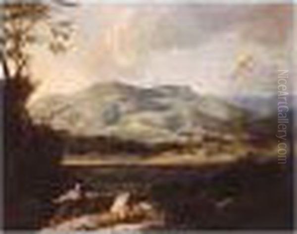 River Landscape With The Penitent Magdalene Oil Painting by Francesco Cozza