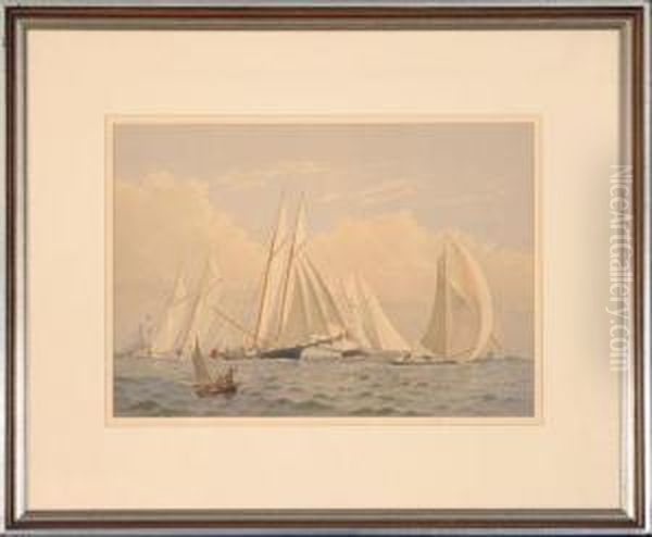 By Southwest Spit 
Crossing The Line-newyork Bay 
And 
Sandy Hook To Theneedles Oil Painting by Frederick Schiller Cozzens