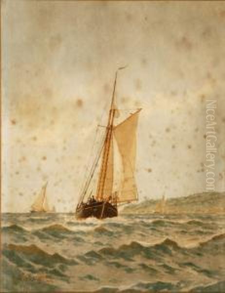 Sailing Off Thecoast Oil Painting by Frederick Schiller Cozzens