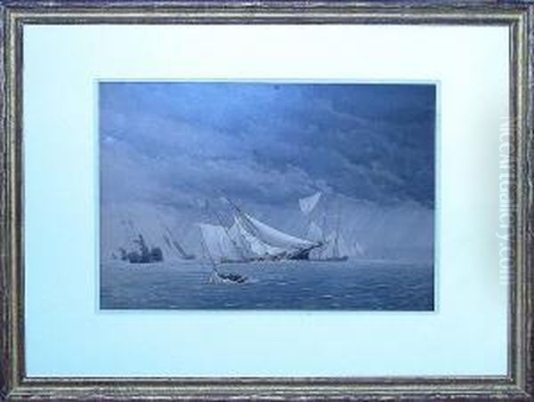 In The Narrows--a Black Squall In New York Bay Oil Painting by Frederick Schiller Cozzens