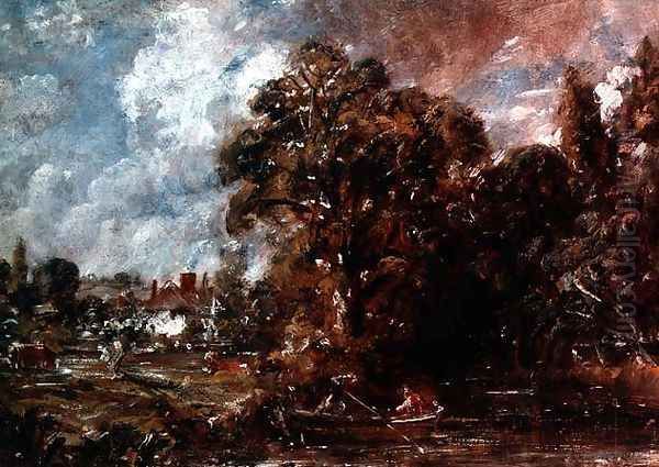 A river scene with a farmhouse near the water's edge, c.1830-36 Oil Painting by John Constable