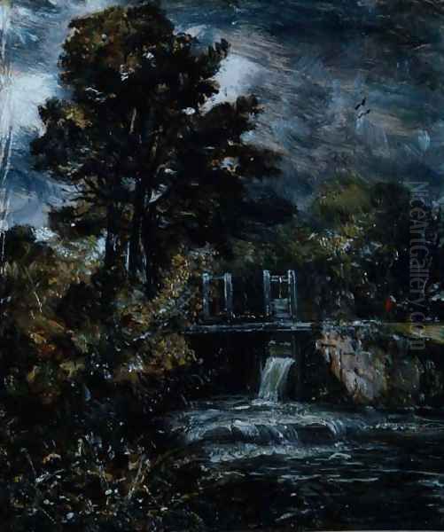 A sluice, perhaps on the Stour Oil Painting by John Constable