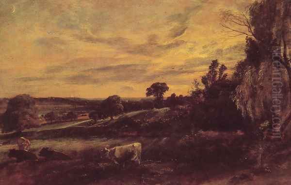 Landscape Evening Oil Painting by John Constable