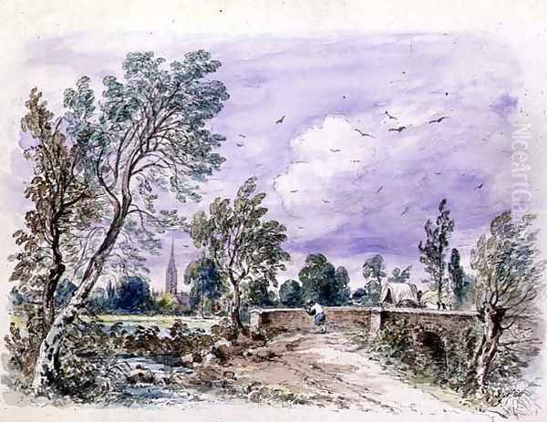 Milford Bridge Oil Painting by John Constable