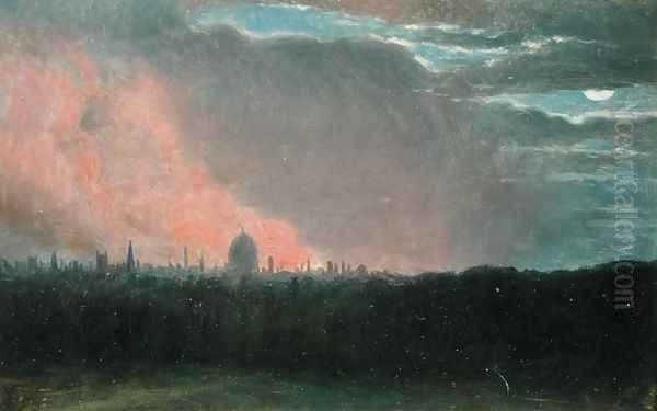 Fire in London seen from Hampstead Oil Painting by John Constable