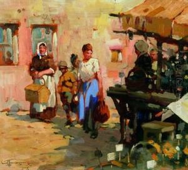 A Spasso Per Il Mercato Oil Painting by Aurelio Craffonara