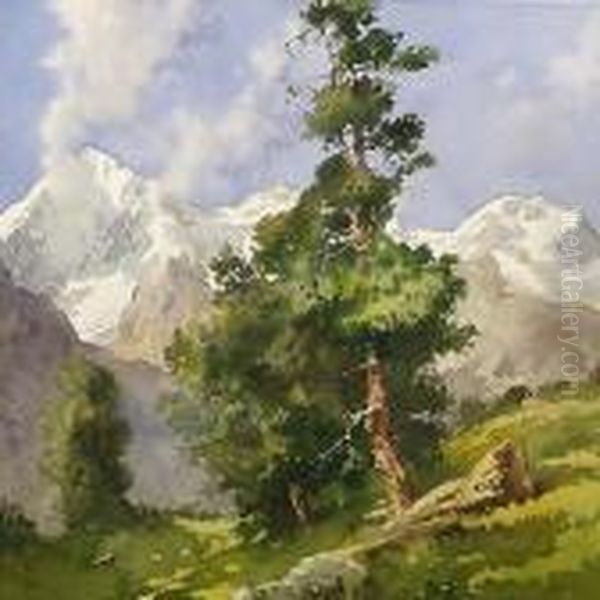 Paesaggio Di Montagna Oil Painting by Aurelio Craffonara