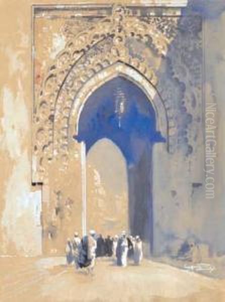 Porta Di Citta Orientale Oil Painting by Aurelio Craffonara