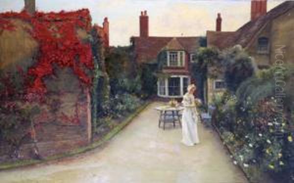 In The Manor Flower Gardens Oil Painting by Percy Robert Craft