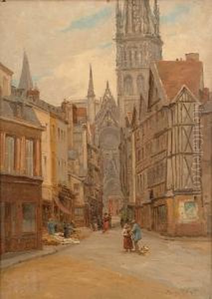 Two Views Of Rouen Cathedral. Oil Painting by Percy Robert Craft