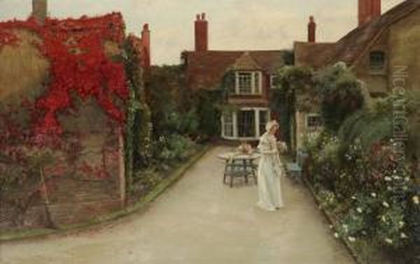 Vid Rosenrabatten Oil Painting by Percy Robert Craft