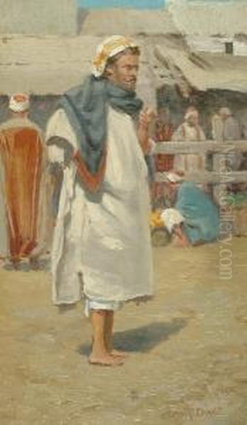 A Porter In The Market Place, Jaffa Oil Painting by Percy Robert Craft