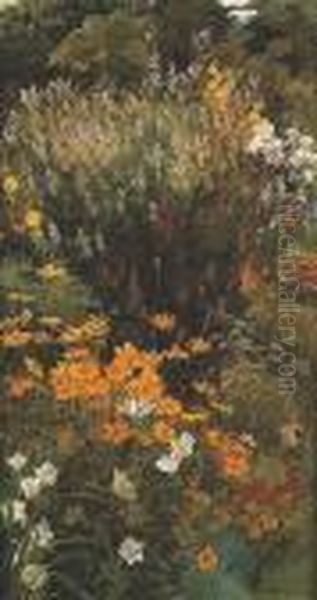 A Garden In Bloom Oil Painting by Percy Robert Craft