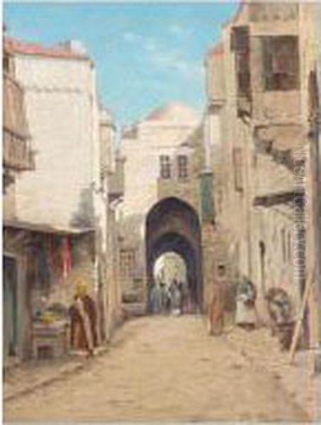 A Street In Jerusalem Oil Painting by Percy Robert Craft